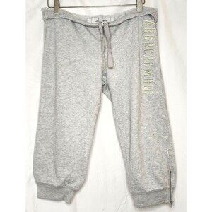Abercrombie XL (Kids) Gray Cropped Sweatpants Zipper Cuff Y2K Embroidered Summer